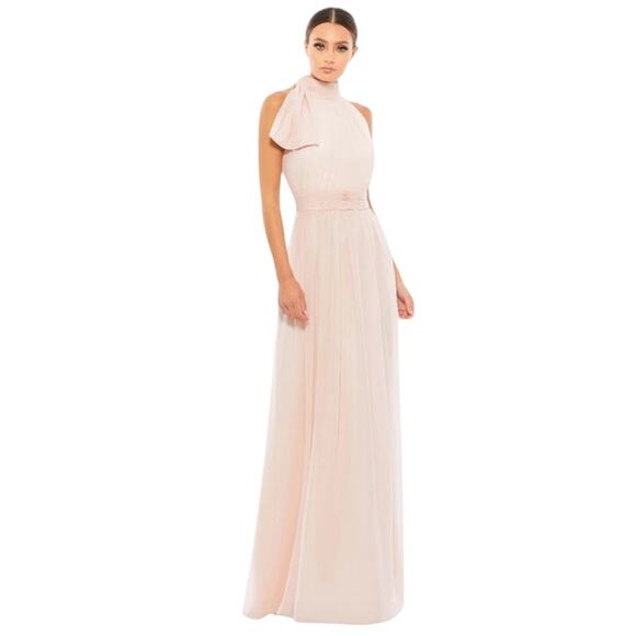 MAC DUGGAL Dress Size 4 Evening Gown Blush Pink NEW High Neck Chiffon - Picture 1 of 9